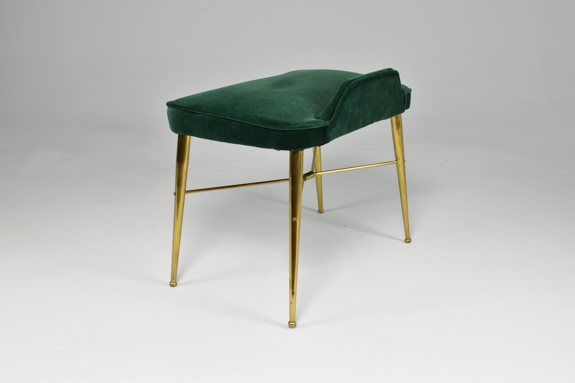 1950's Italian Velvet and Brass Stool - Spirit Gallery
