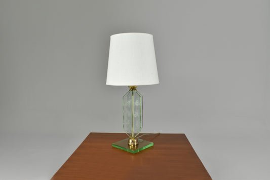 Italian 1950's Flower Engraved Table Lamp Fontana Arte Style - Spirit Gallery