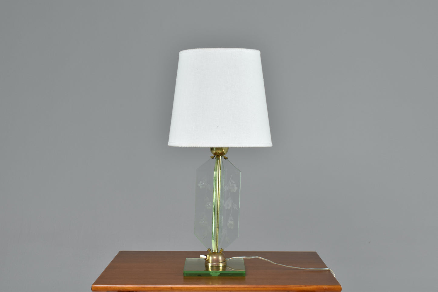 Italian 1950's Flower Engraved Table Lamp Fontana Arte Style - Spirit Gallery