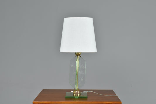 Italian 1950's Flower Engraved Table Lamp Fontana Arte Style - Spirit Gallery
