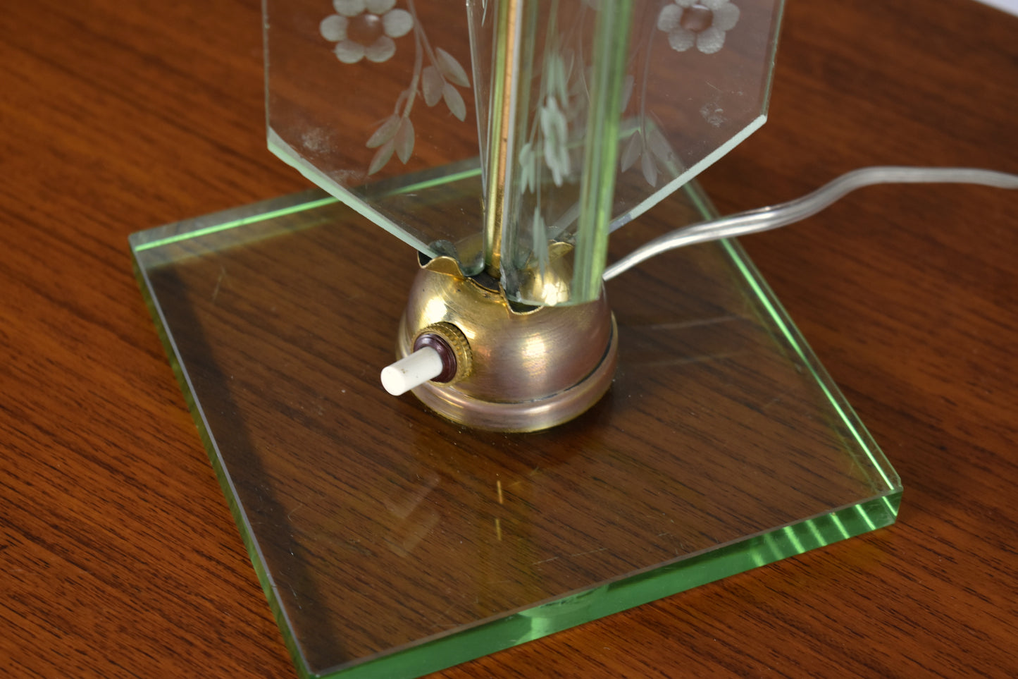 Italian 1950's Flower Engraved Table Lamp Fontana Arte Style - Spirit Gallery