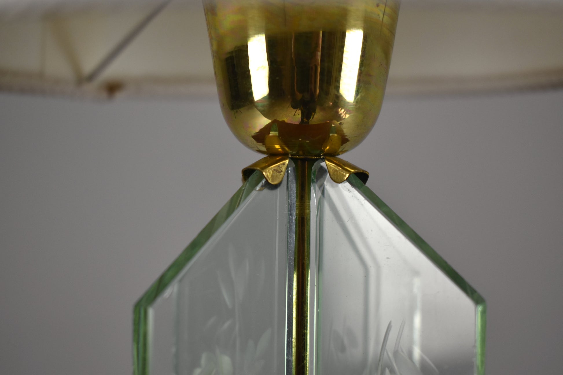 Italian 1950's Flower Engraved Table Lamp Fontana Arte Style - Spirit Gallery