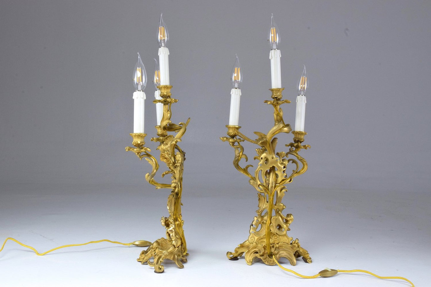 Antique Pair of French Ormolu Electrified Candelabras - Spirit Gallery