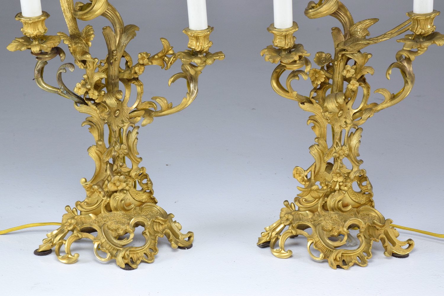 Antique Pair of French Ormolu Electrified Candelabras - Spirit Gallery