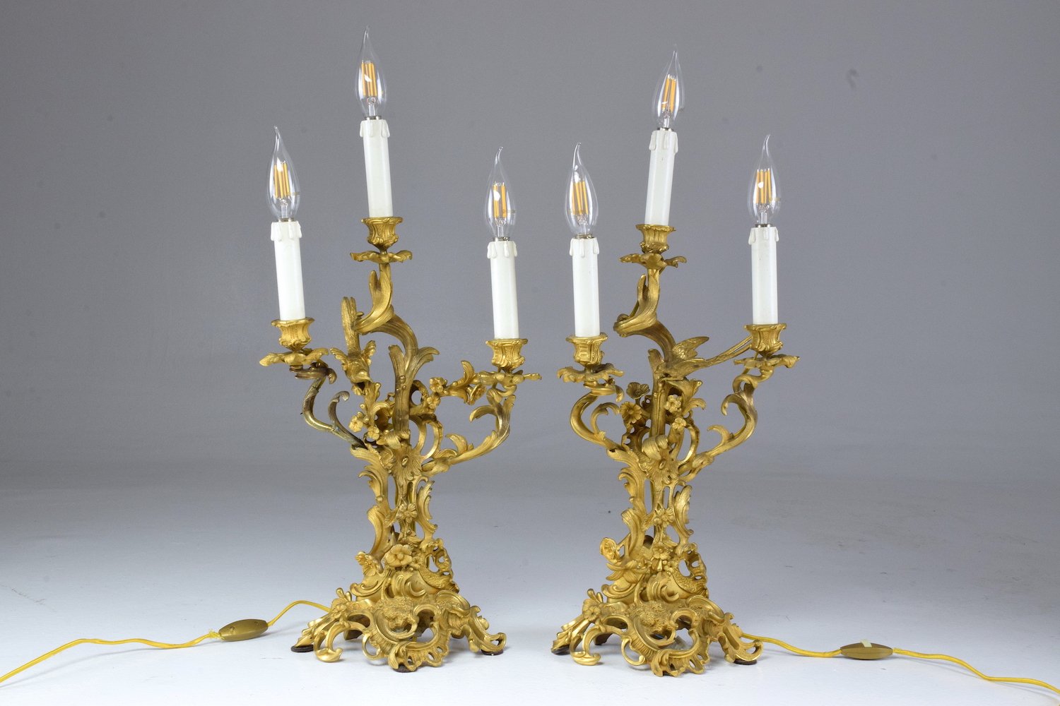 Antique Pair of French Ormolu Electrified Candelabras - Spirit Gallery