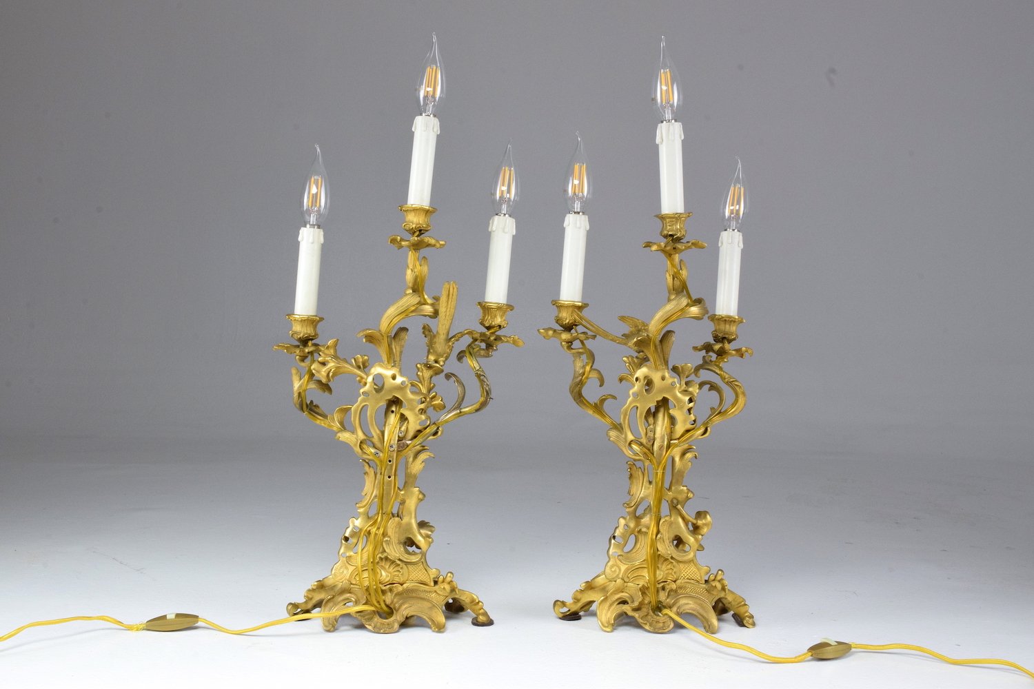 Antique Pair of French Ormolu Electrified Candelabras - Spirit Gallery
