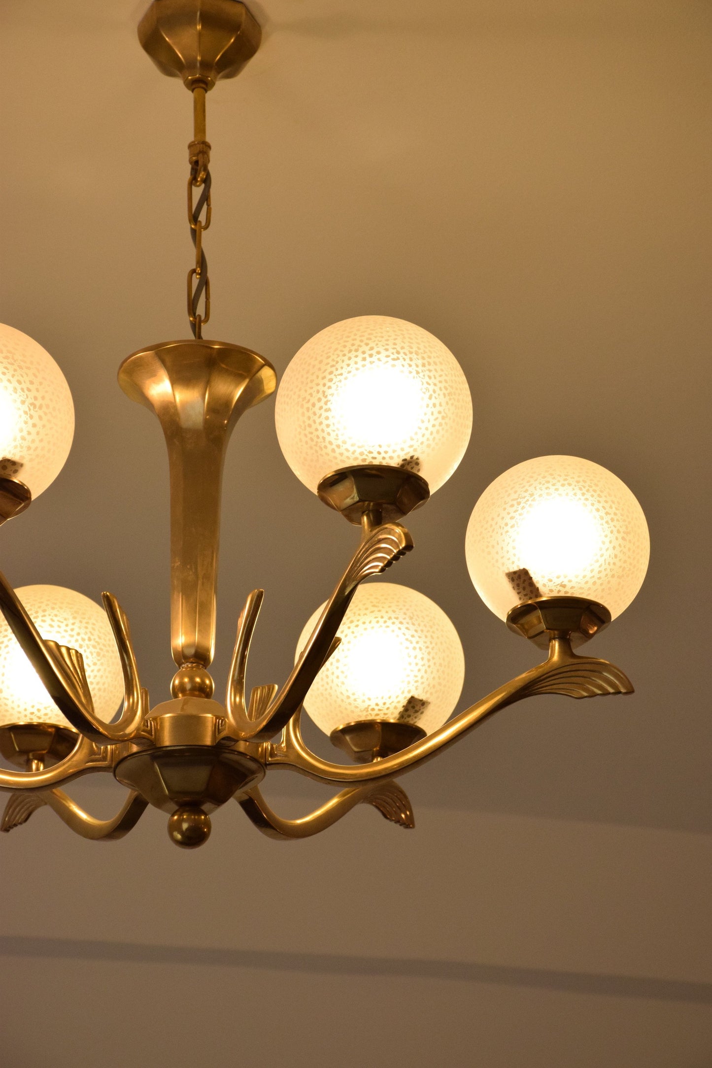 Art Deco Brass Chandelier, France, 1930's - Spirit Gallery