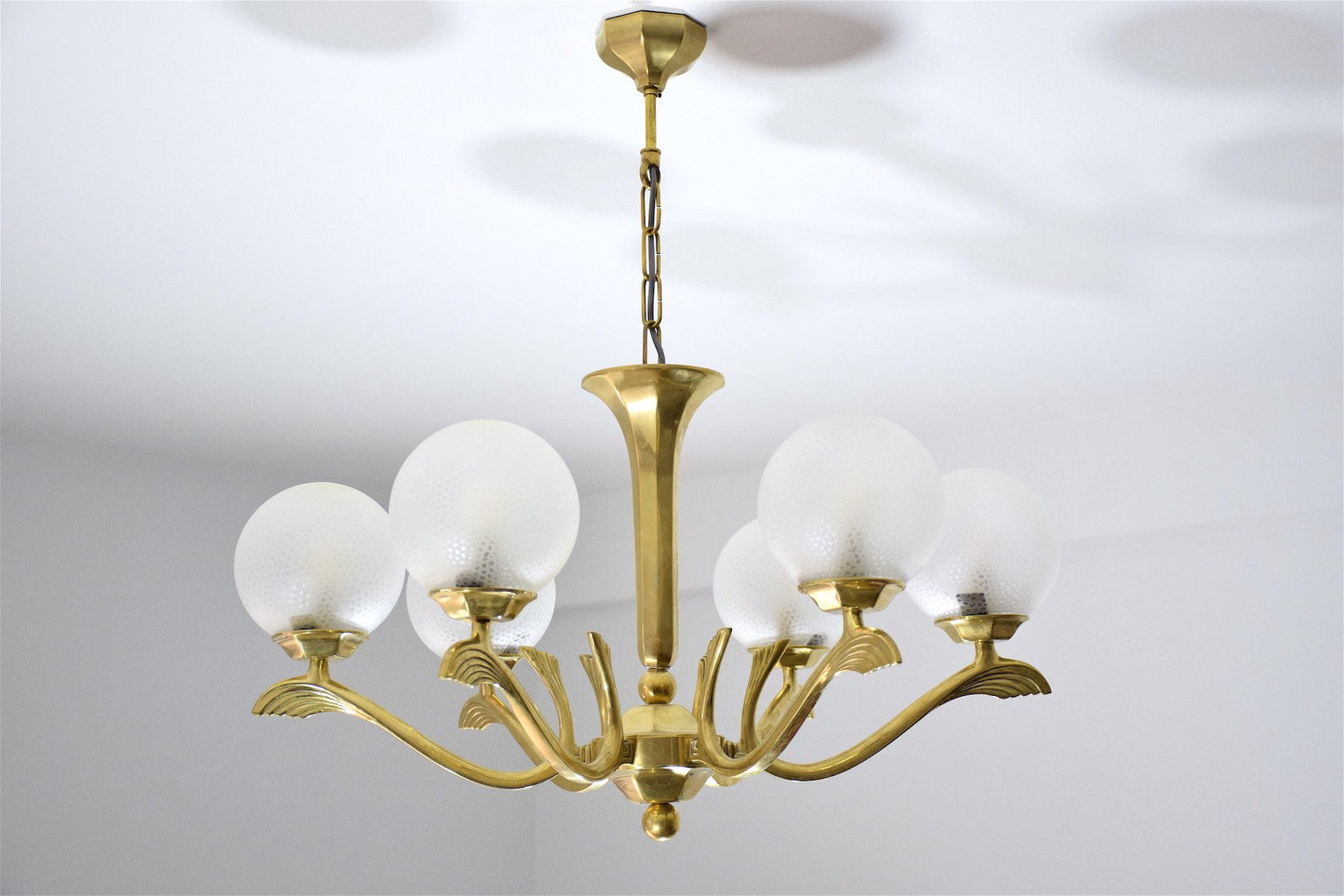 Art Deco Brass Chandelier, France, 1930's - Spirit Gallery