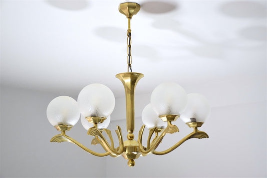Art Deco Brass Chandelier, France, 1930's - Spirit Gallery