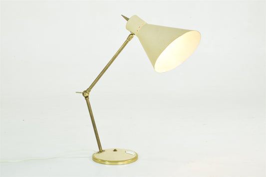 Articulating Brass and Enameled Aluminium Desk Lamp, 1960's - Spirit Gallery