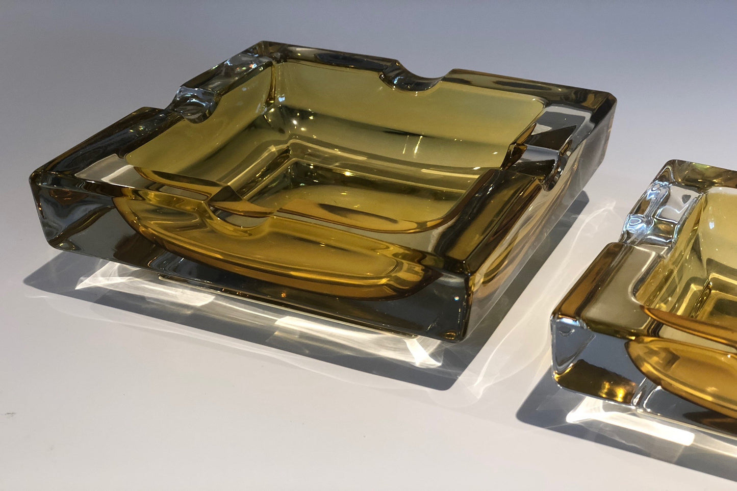 French 20th Century Vintage Glass Ashtrays, Set of Two, 1950s - Spirit Gallery