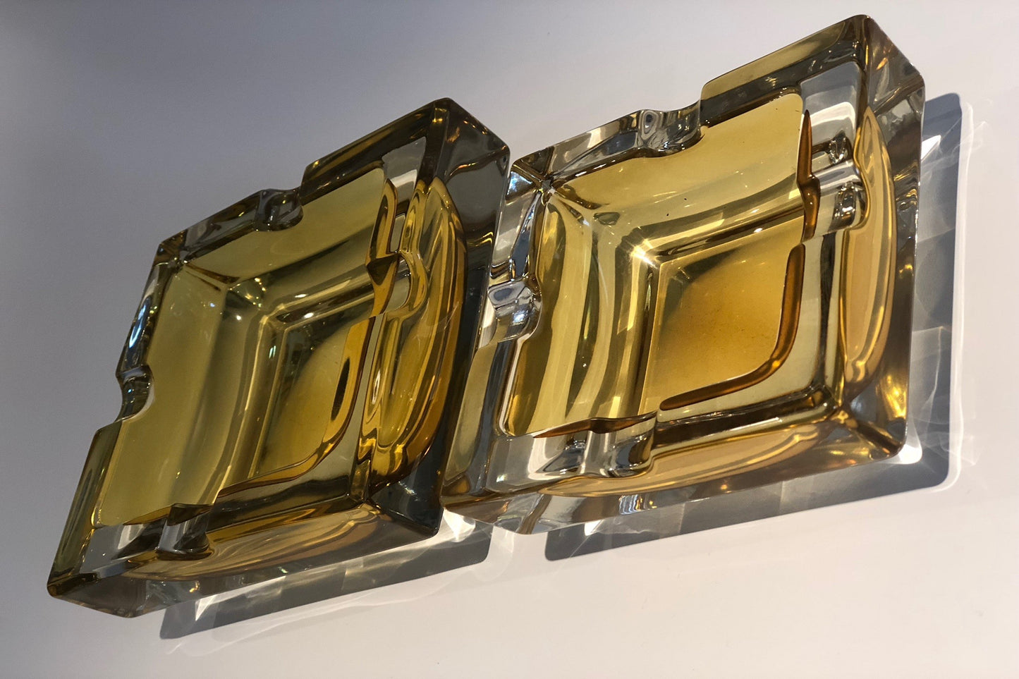 French 20th Century Vintage Glass Ashtrays, Set of Two, 1950s - Spirit Gallery