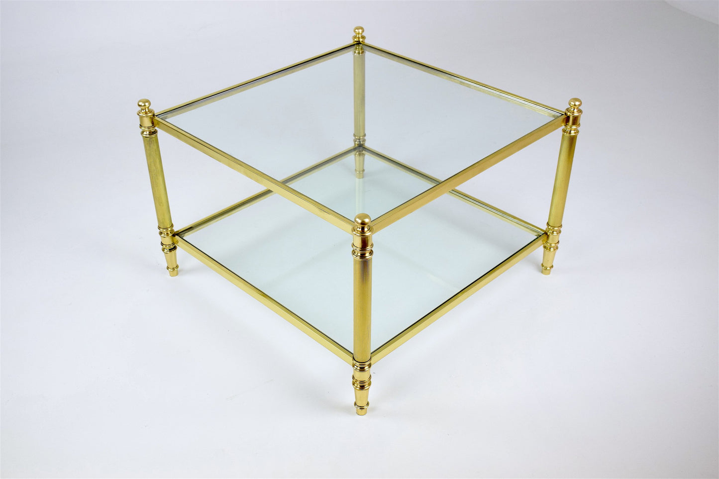 French Brass Two Tier Coffee Table, 1970's - Spirit Gallery