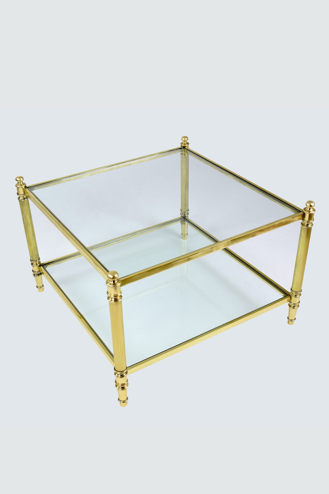 French Brass Two Tier Coffee Table, 1970's - Spirit Gallery