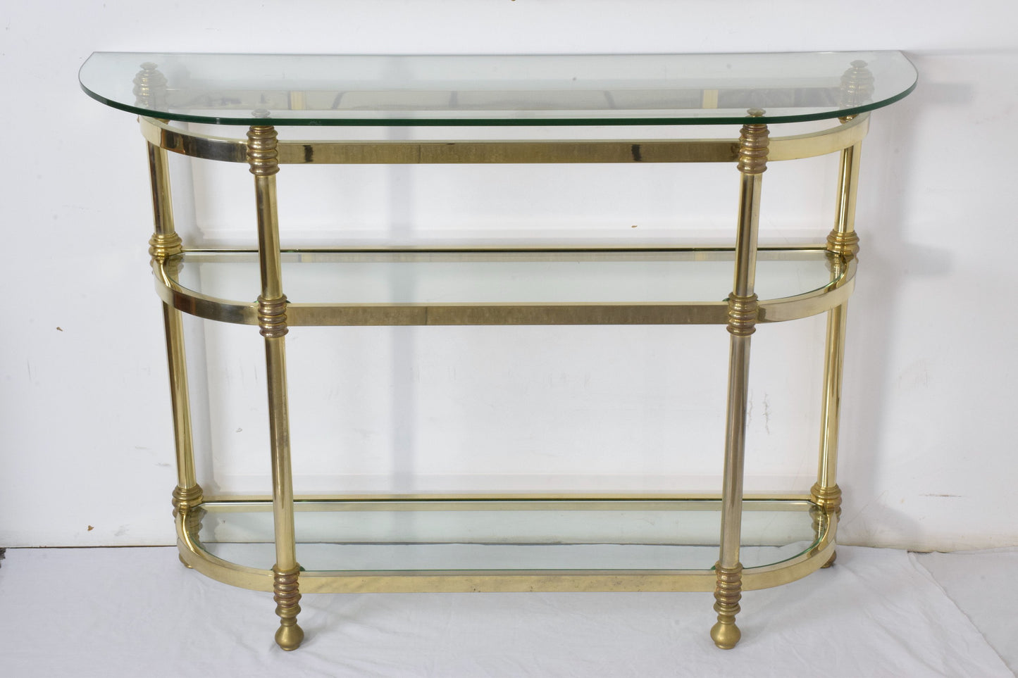 French Vintage Brass Mirror and Console, 1970s - Spirit Gallery