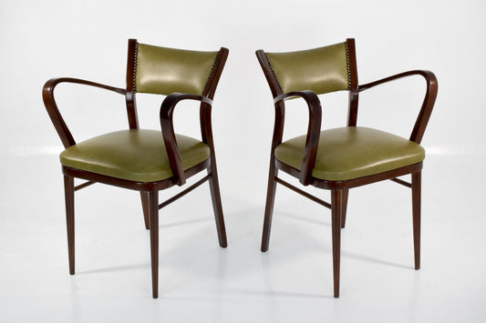 Italian Art Deco Leather Armchairs, Set of Two, 1940s - Spirit Gallery
