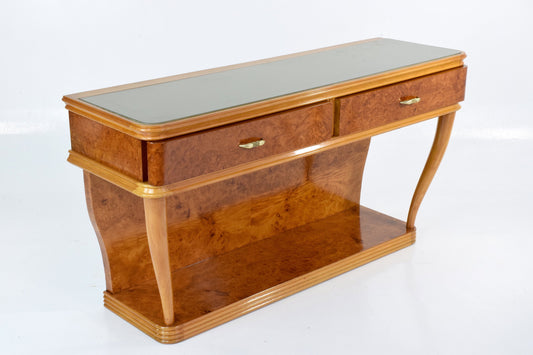 Italian Bird's-Eye Maple Dressing Table and Mirror, 1950s - Spirit Gallery