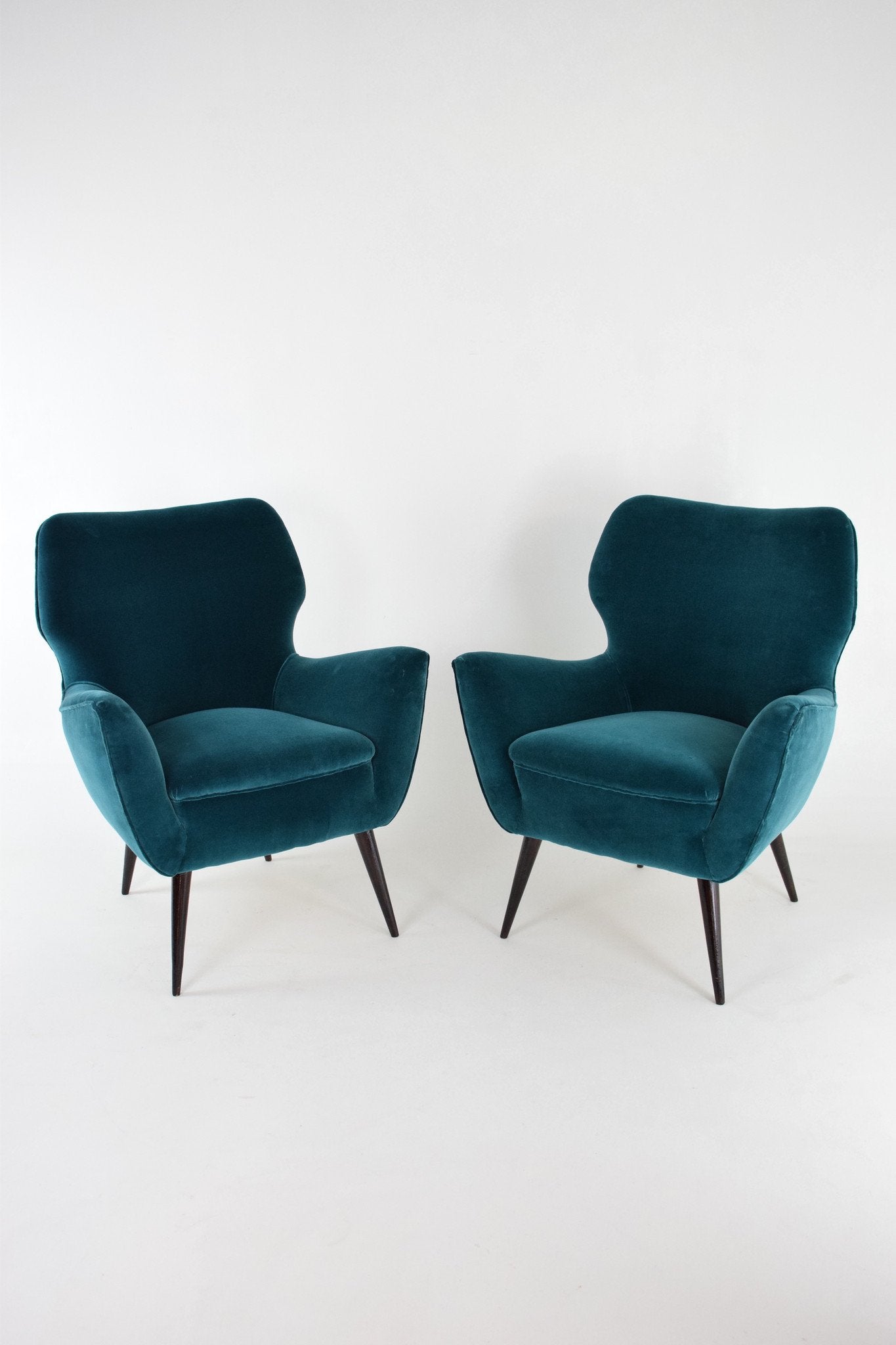 Italian Blue Velvet Armchairs, 1960s, Set of 2 - Spirit Gallery
