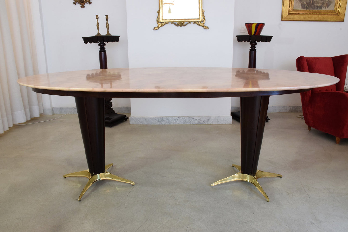 Italian Mid-Century Oval Marble Dining Table, 1950's - Spirit Gallery