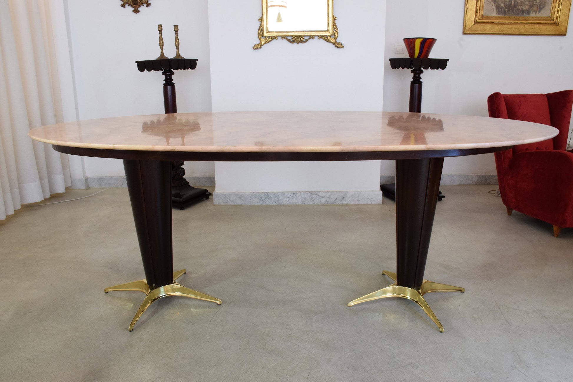 Italian Mid-Century Oval Marble Dining Table, 1950's - Spirit Gallery