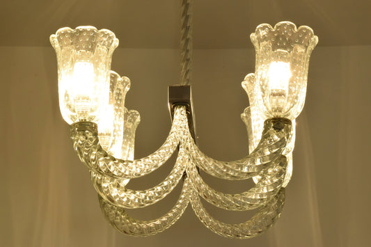Italian Murano Vintage Chandelier Attributed to Barovier & Toso, 1940's - Spirit Gallery