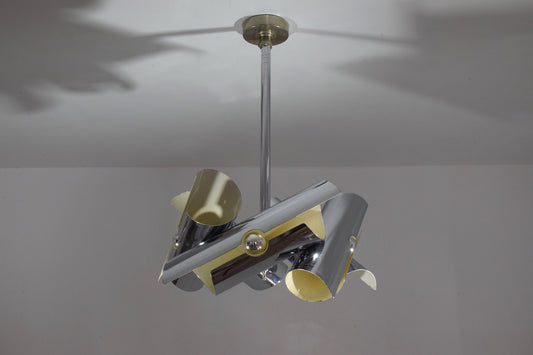 Italian Vintage Tubular Chrome Pendant Light, 1970's - Spirit Gallery