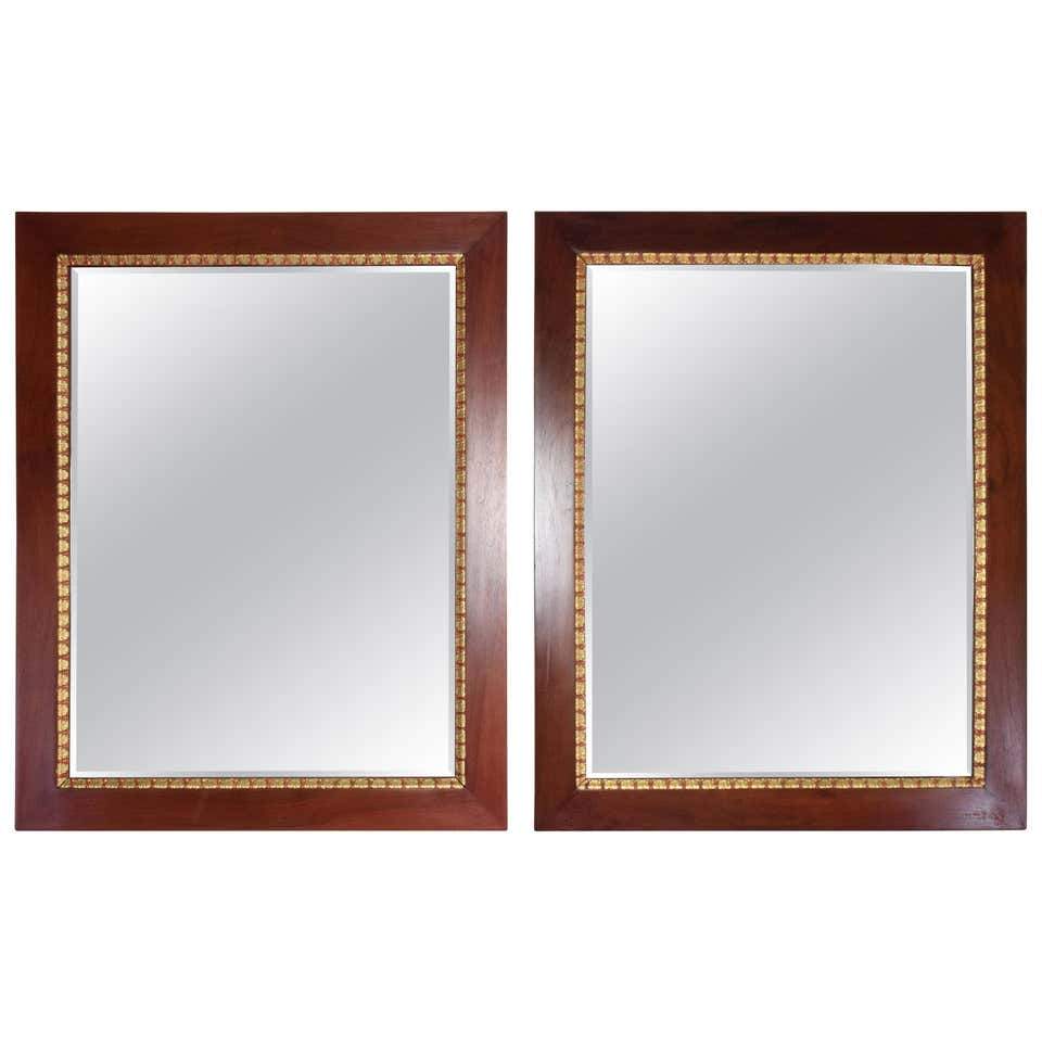 Pair of Italian Vintage Mahogany Gold Leaf Mirrors, 1920s - Spirit Gallery