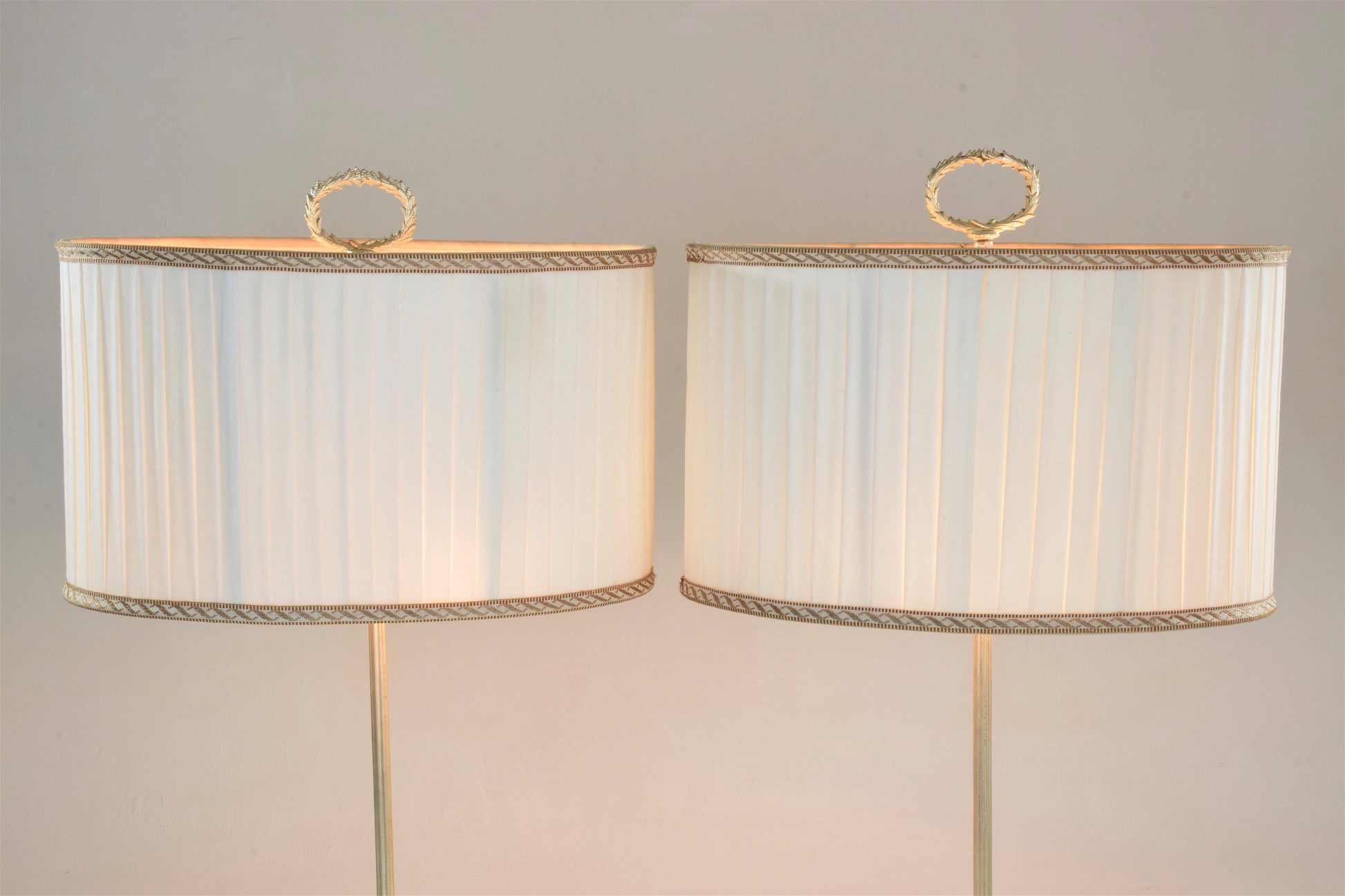 Pair of Silver Plated Flower Lamps, Spain, 1960s - Spirit Gallery