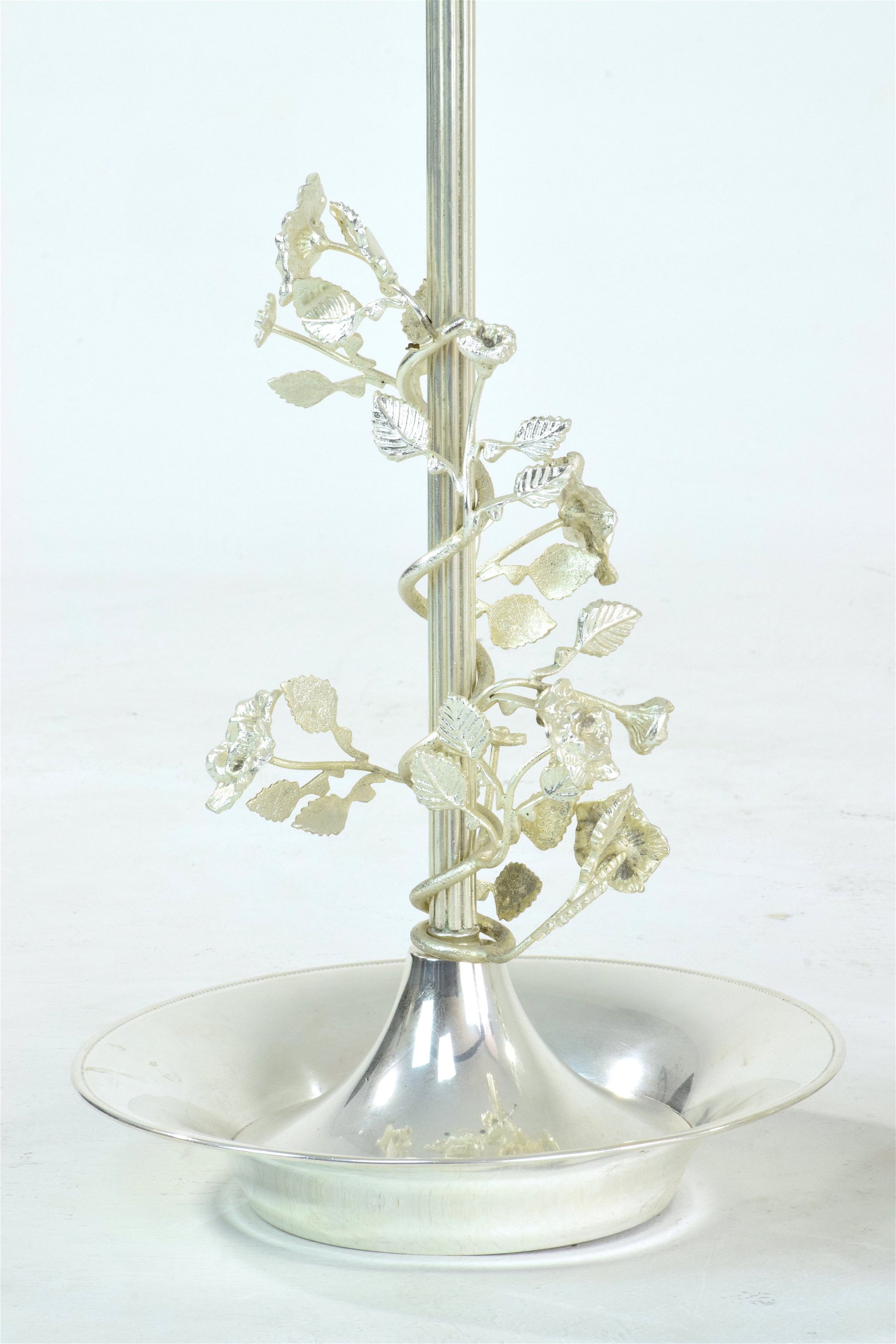 Pair of Silver Plated Flower Lamps, Spain, 1960s - Spirit Gallery