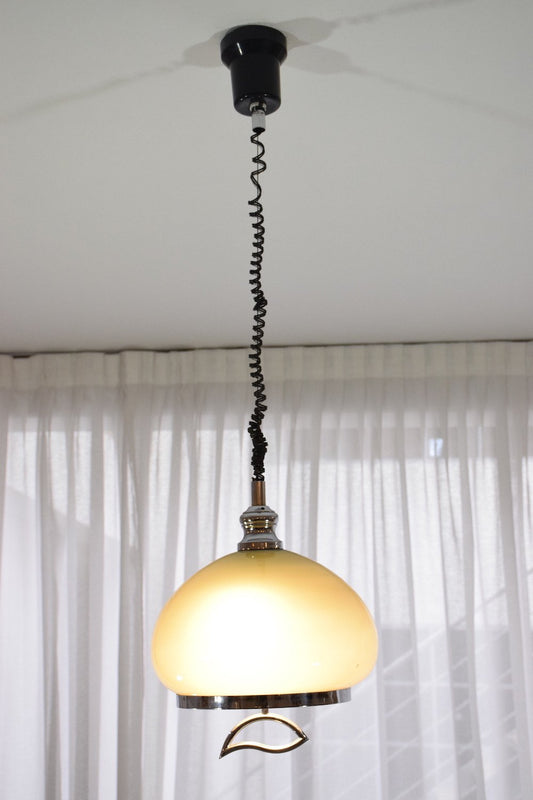 Spanish Vintage Adjustable Green Glass Pendant Light, 1970's - Spirit Gallery