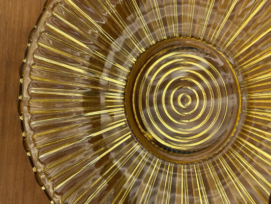 French Art Deco Amber Glass & Wood Centerpiece, 1930s