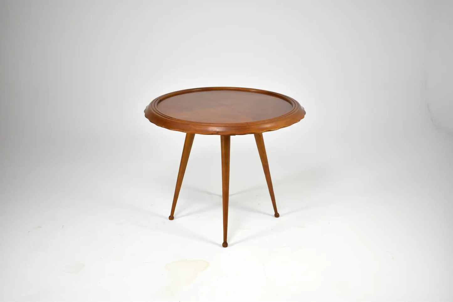 Vintage Italian Scalloped Cherry Side Table Attributed to Paolo Buffa, 1950s