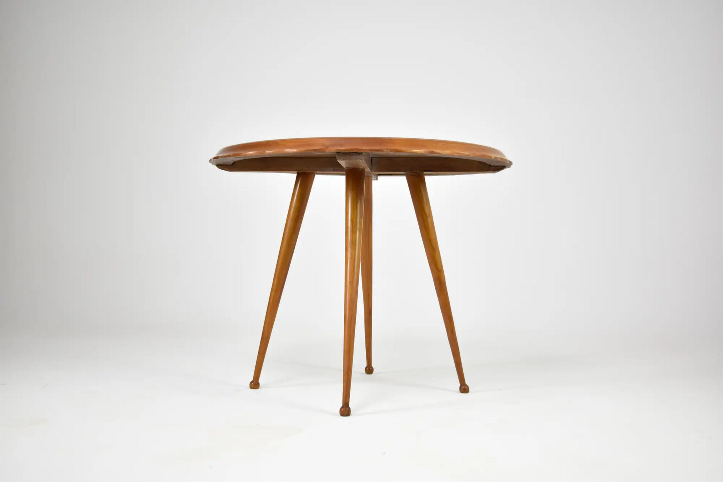 Vintage Italian Scalloped Cherry Side Table Attributed to Paolo Buffa, 1950s
