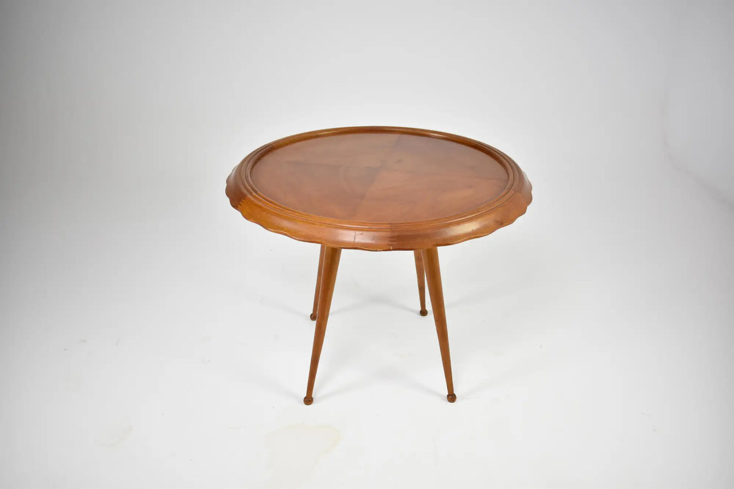 Vintage Italian Scalloped Cherry Side Table Attributed to Paolo Buffa, 1950s