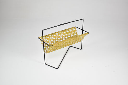 1950s–60s French Mid-Century Modern Magazine Rack in Perforated Metal
