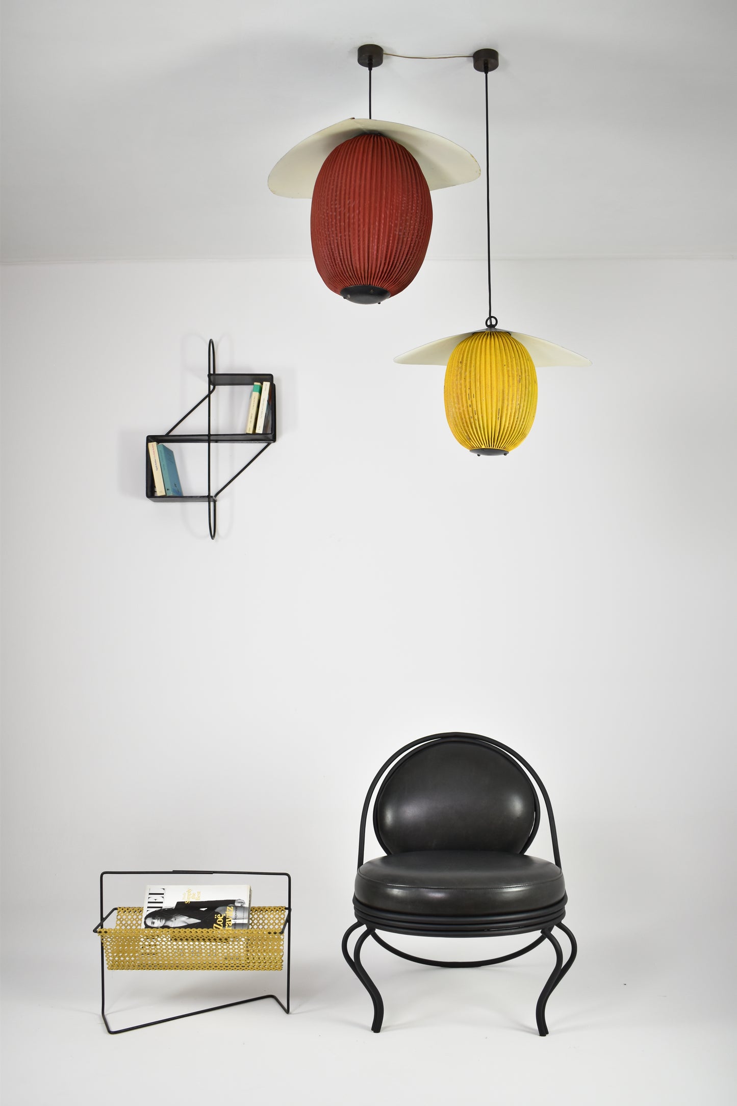 Shop 1950s–60s French Mid-Century Modern Magazine Rack in Perforated Metal - Spirit Gallery Vintage Furniture