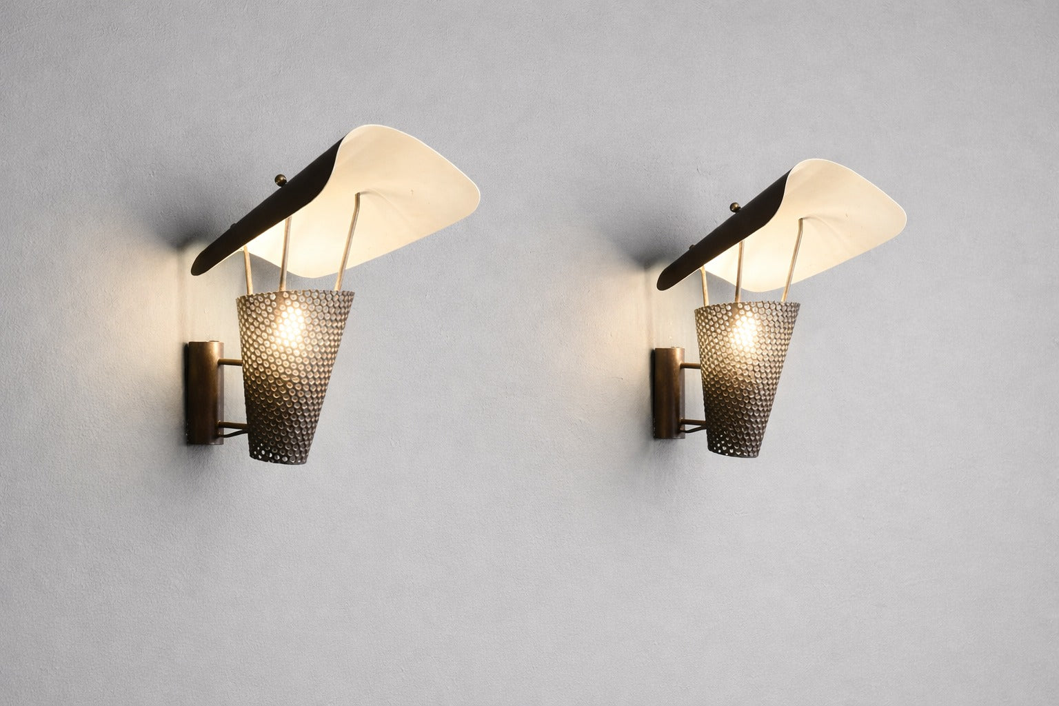 Shop 1950s French Perforated Metal Sconces Wall Lights by Jacques Biny, France - Spirit Gallery Vintage Furniture