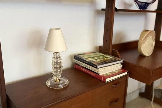1950s Italian Murano Glass and Brass Vintage Table Lamp