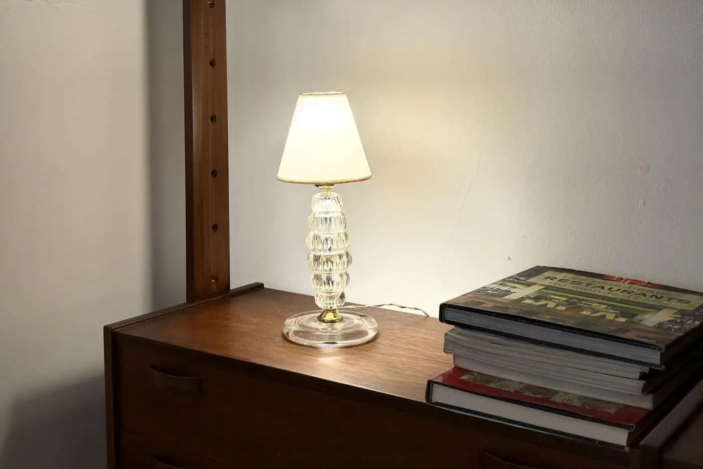 1950s Italian Murano Glass and Brass Vintage Table Lamp