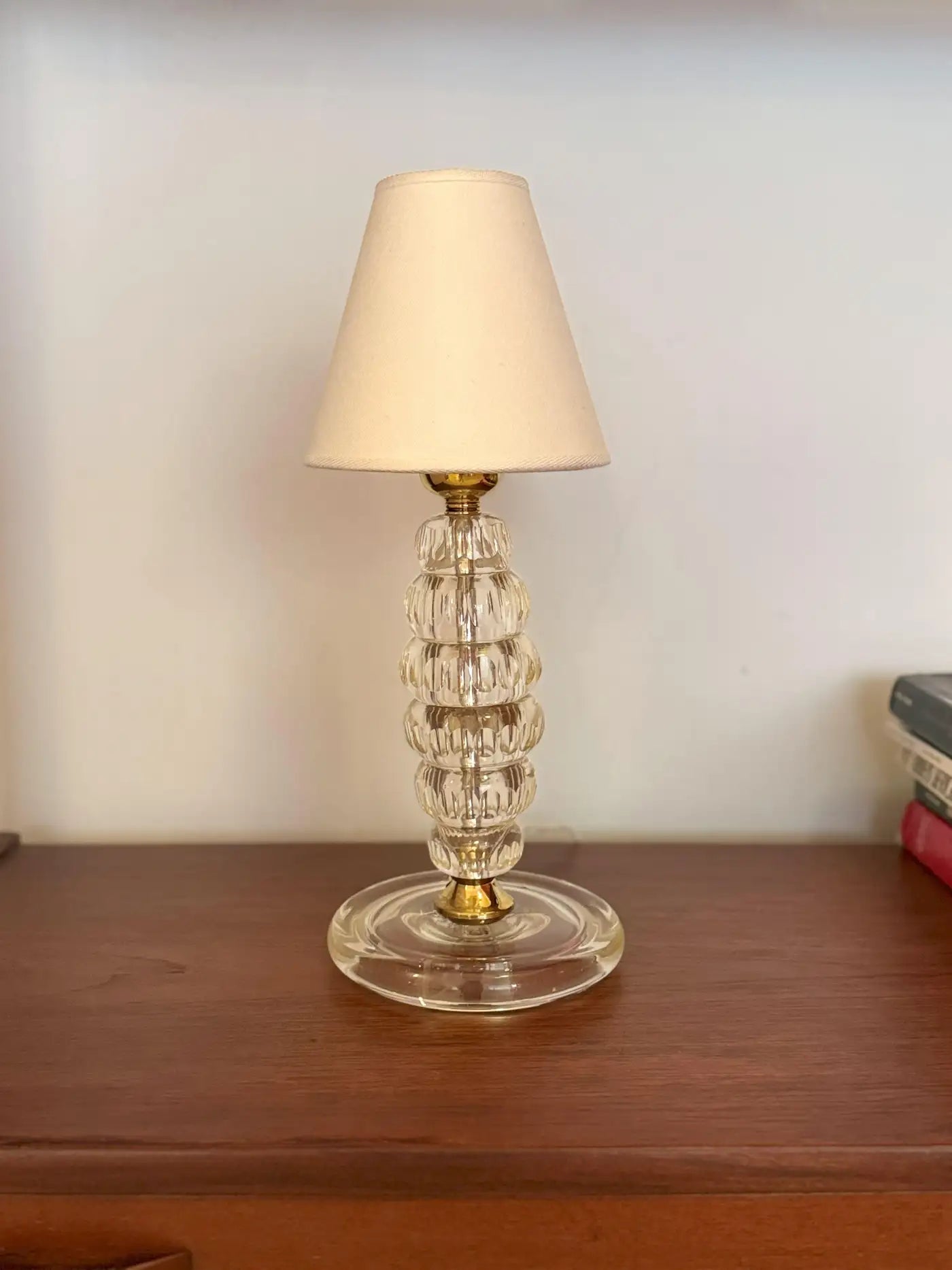 1950s Italian Murano Glass and Brass Vintage Table Lamp
