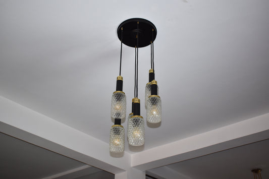 1960's 6 Light Glass Pendant by Stilnovo