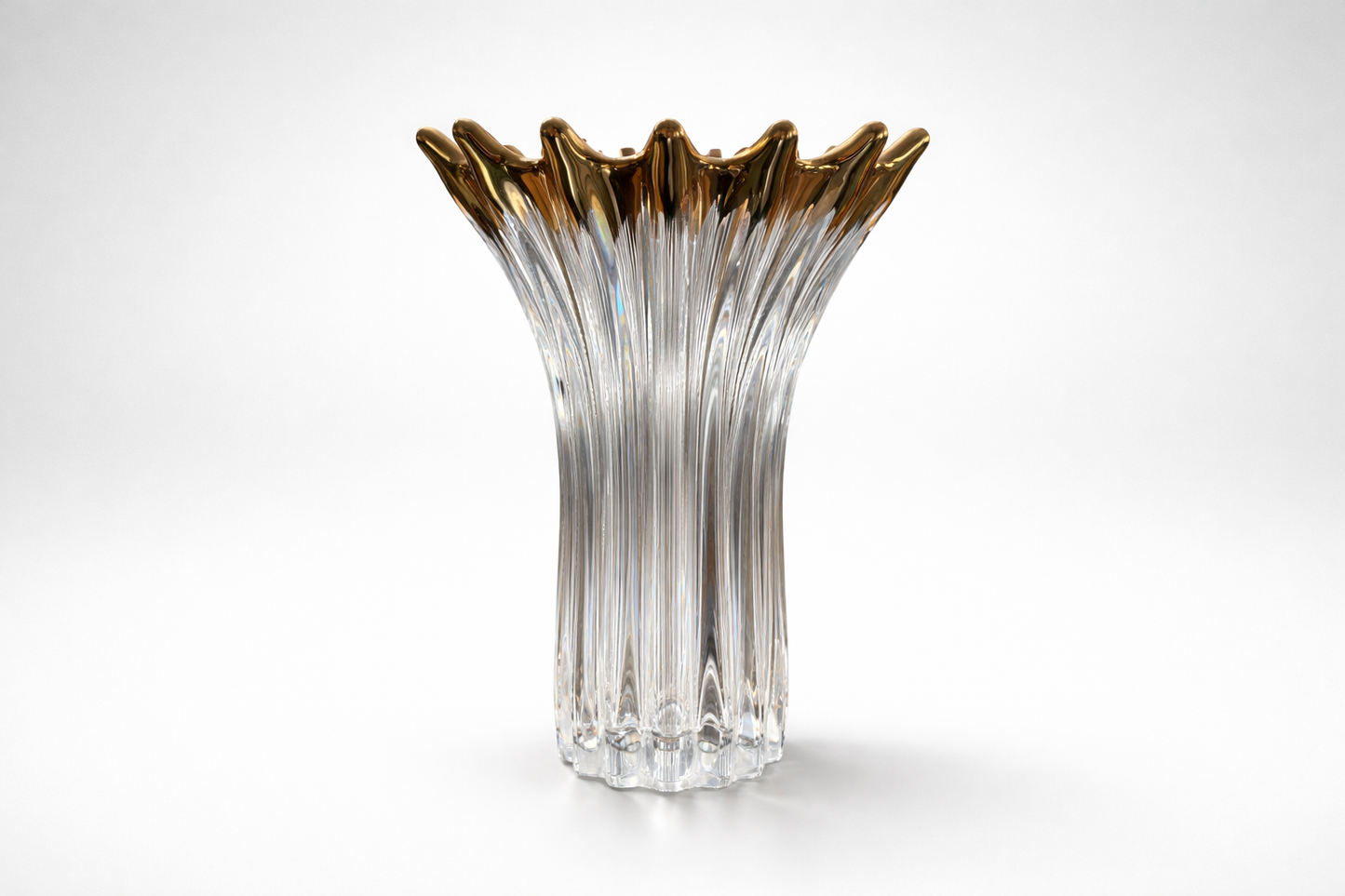 Mid-Century Crown-Rim Crystal Vase, Europe, 1960s–70s