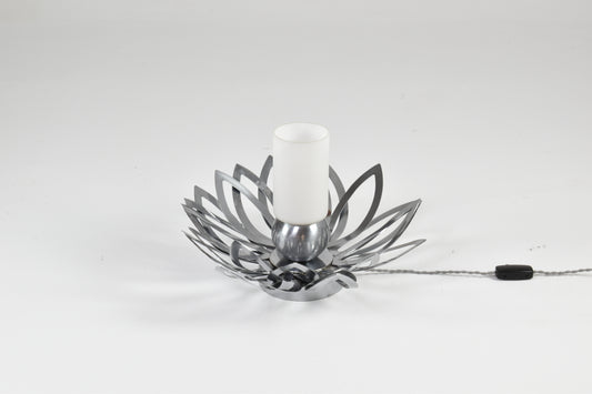 Lampe Fleur en Inox Années 70 par Jacqueline Trocmé