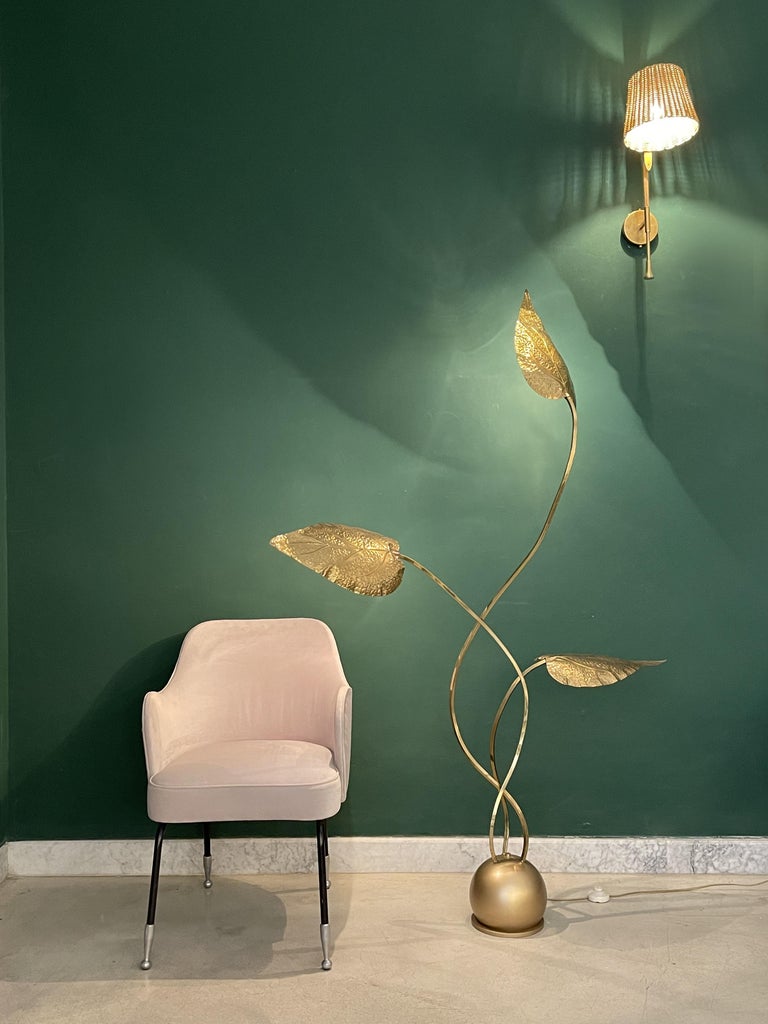 Lampadaire en laiton rare du XXe siècle par Tommaso Barbi, années 1970