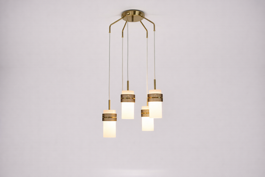 Shop 1950s Italian 5-Light Opaline Glass & Brass Pendant by Stilnovo - Spirit Gallery Vintage Furniture