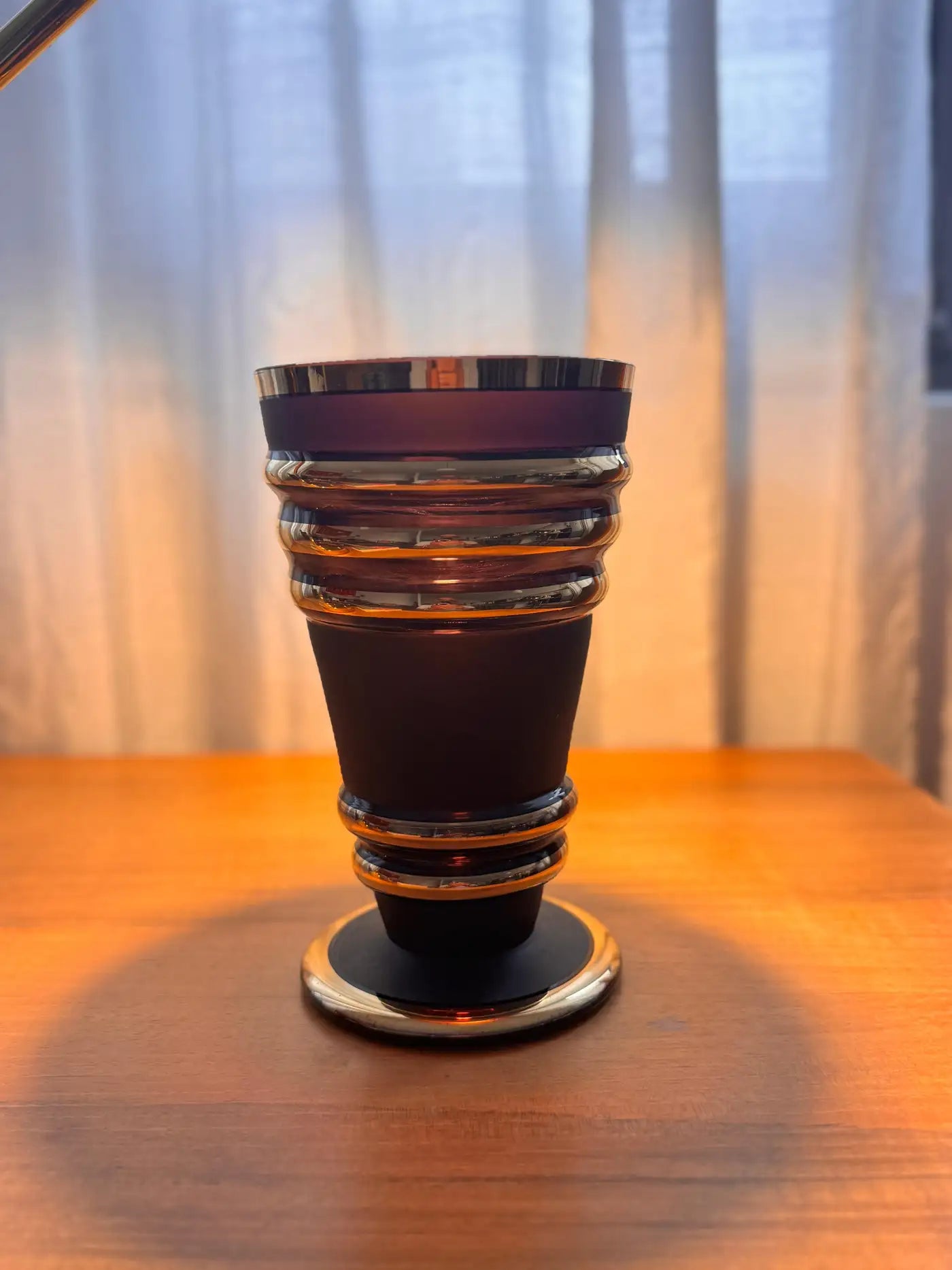 Art Deco Vintage Dark Glass Vase, 1930's