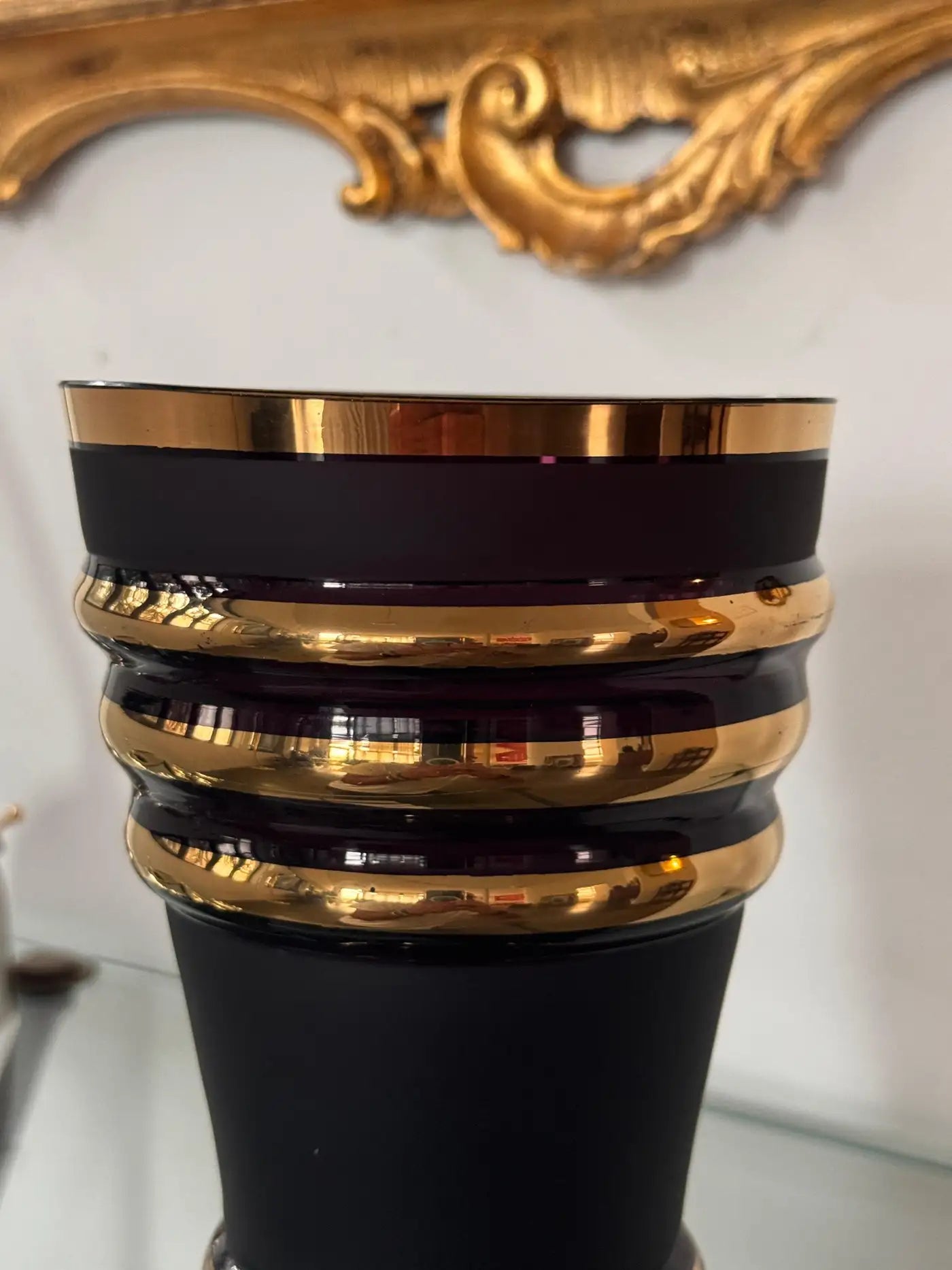 Art Deco Vintage Dark Glass Vase, 1930's