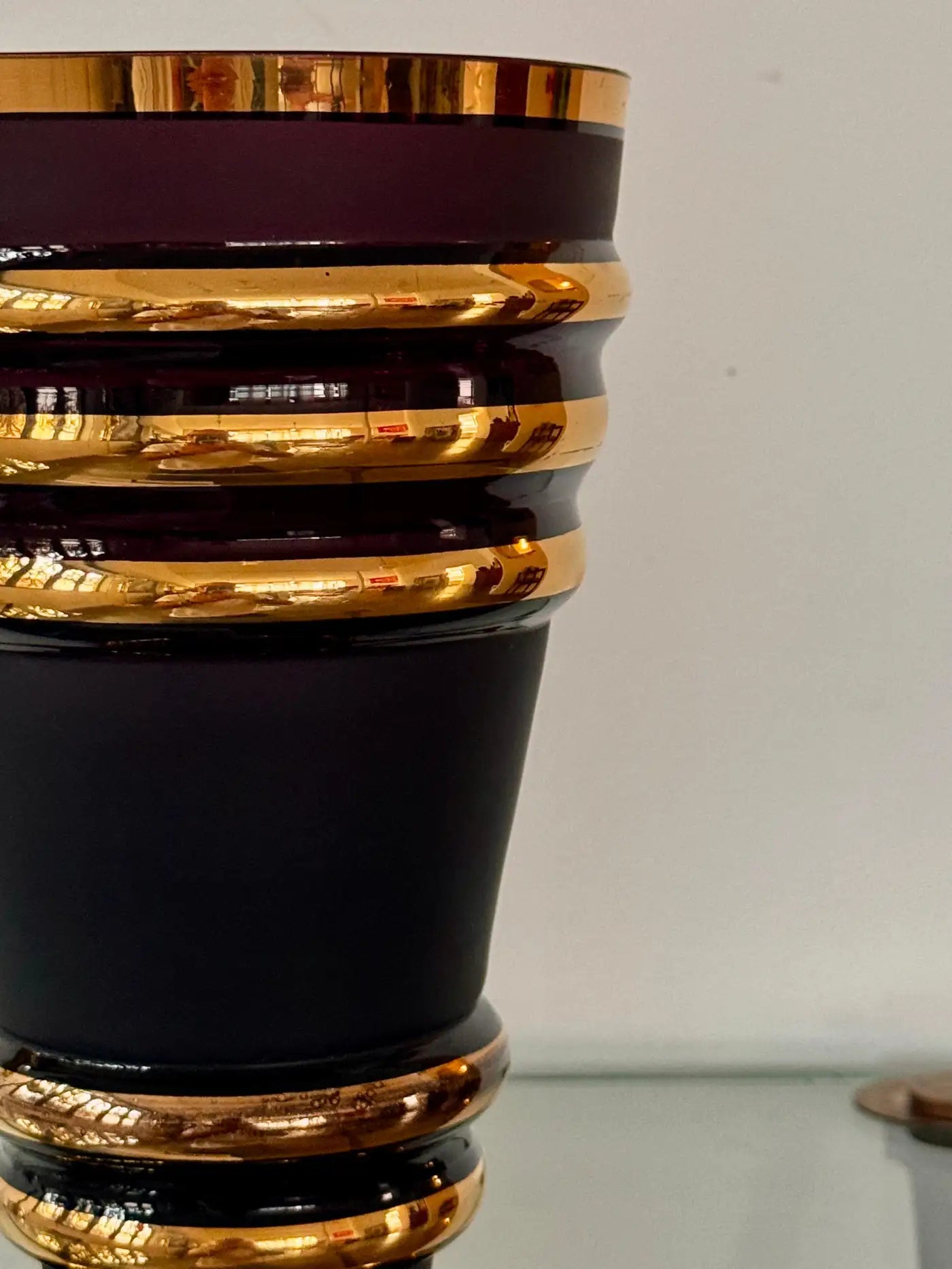 Art Deco Vintage Dark Glass Vase, 1930's