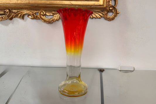 Art Nouveau Vintage Amberina Glass Trumpet Vase, c. 1890–1910