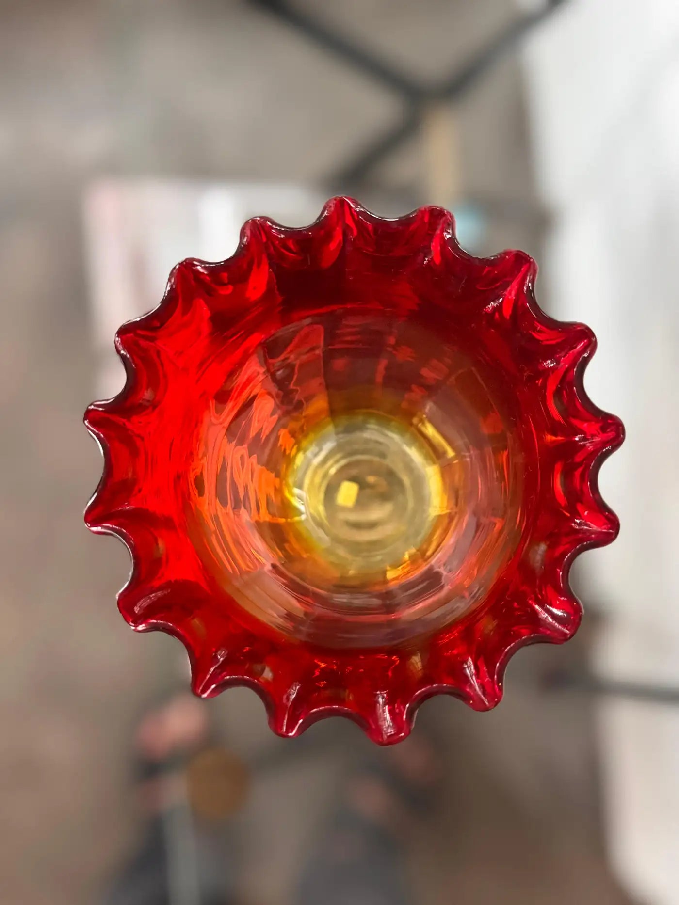 Art Nouveau Vintage Amberina Glass Trumpet Vase, c. 1890–1910